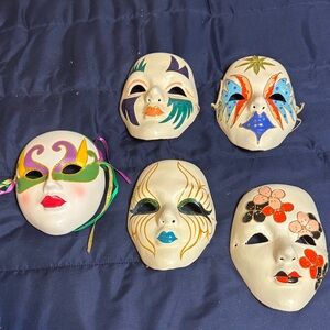 Set of Decorative Face Masks with Colorful Designs